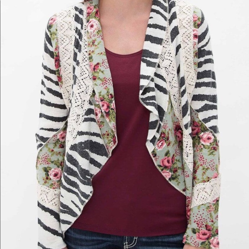 Nick & Mo boho animal print floral cardigan